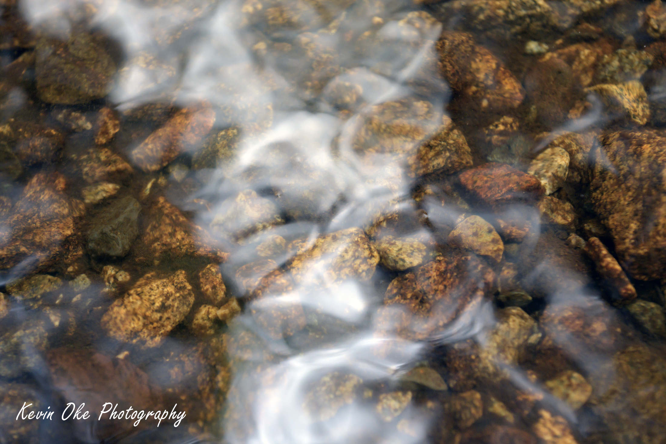 Water in a slow moving stream
