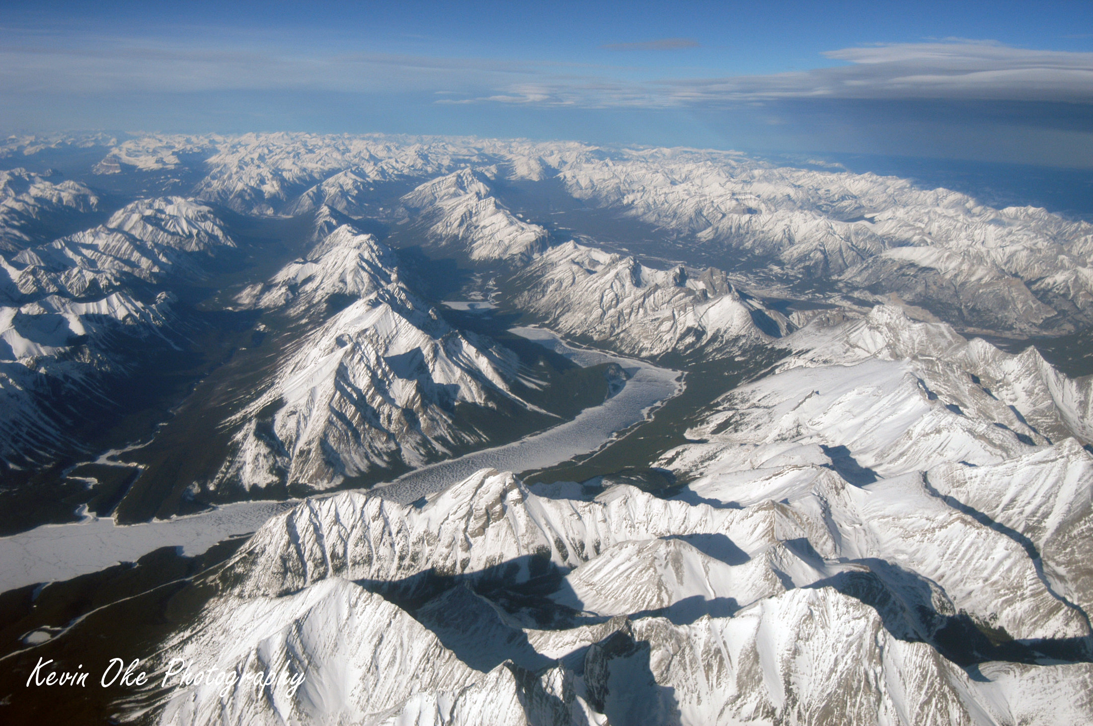 Aerial photo of the Canadian Rockies