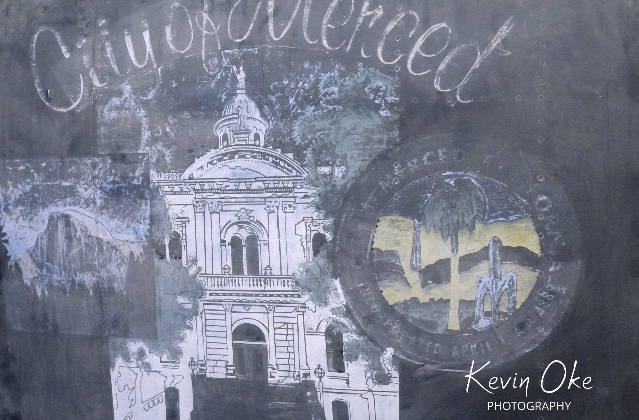 City of Merced B-52G nose art. B-52G 58-0207 was christened The City of Merced when assigned to the 93rd BW, Hangar 3, Pima Air & Space Museum, Tucson, Arizona